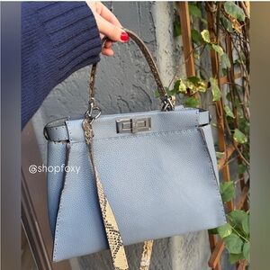 Fendi Cuoio Romano Selleria Leather Python Peekaboo Bag